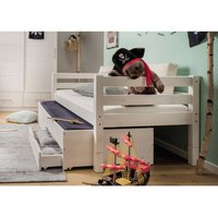 Bett "Infanskids" 90x200 cm, mit 1 Bettschubkasten, 2 Rollschubkästen, Kiefer weiß