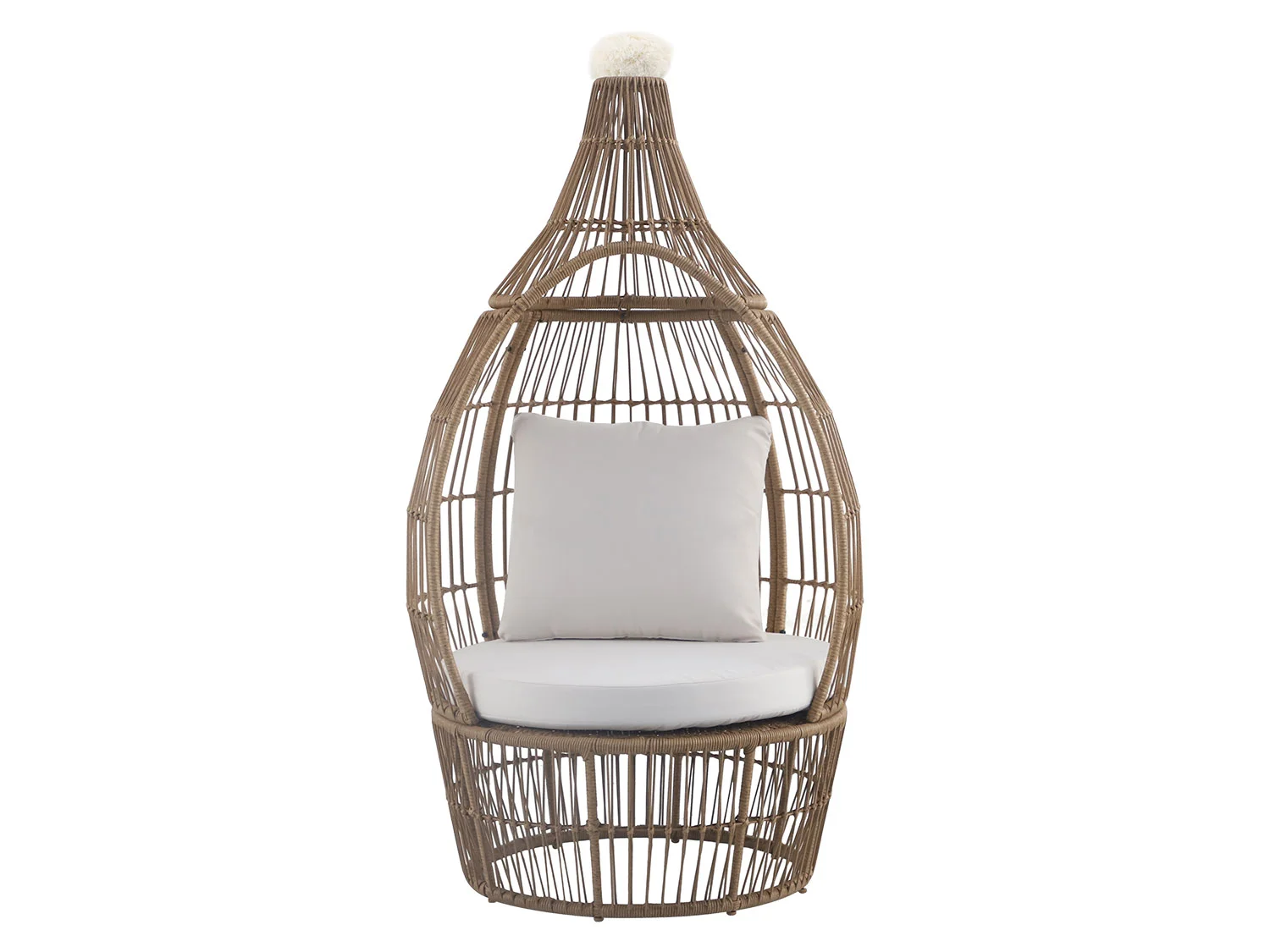 BETTER GARDEN Ei-Sessel mit Rattan, inkl. Kissen, braun/weiß – Bild 3 von 4