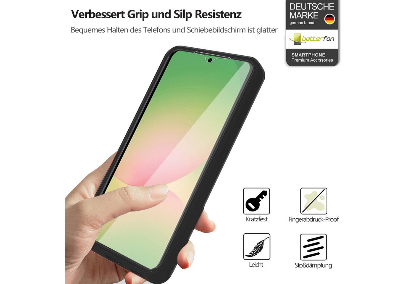 betterfon Handyhülle für Samsung Galaxy A37, 360° Hülle mit Integriertem Displayschutz, 2-teiliges 360 Grad Case mit Rundumschutz und Displayschutz – Bild 2 von 5