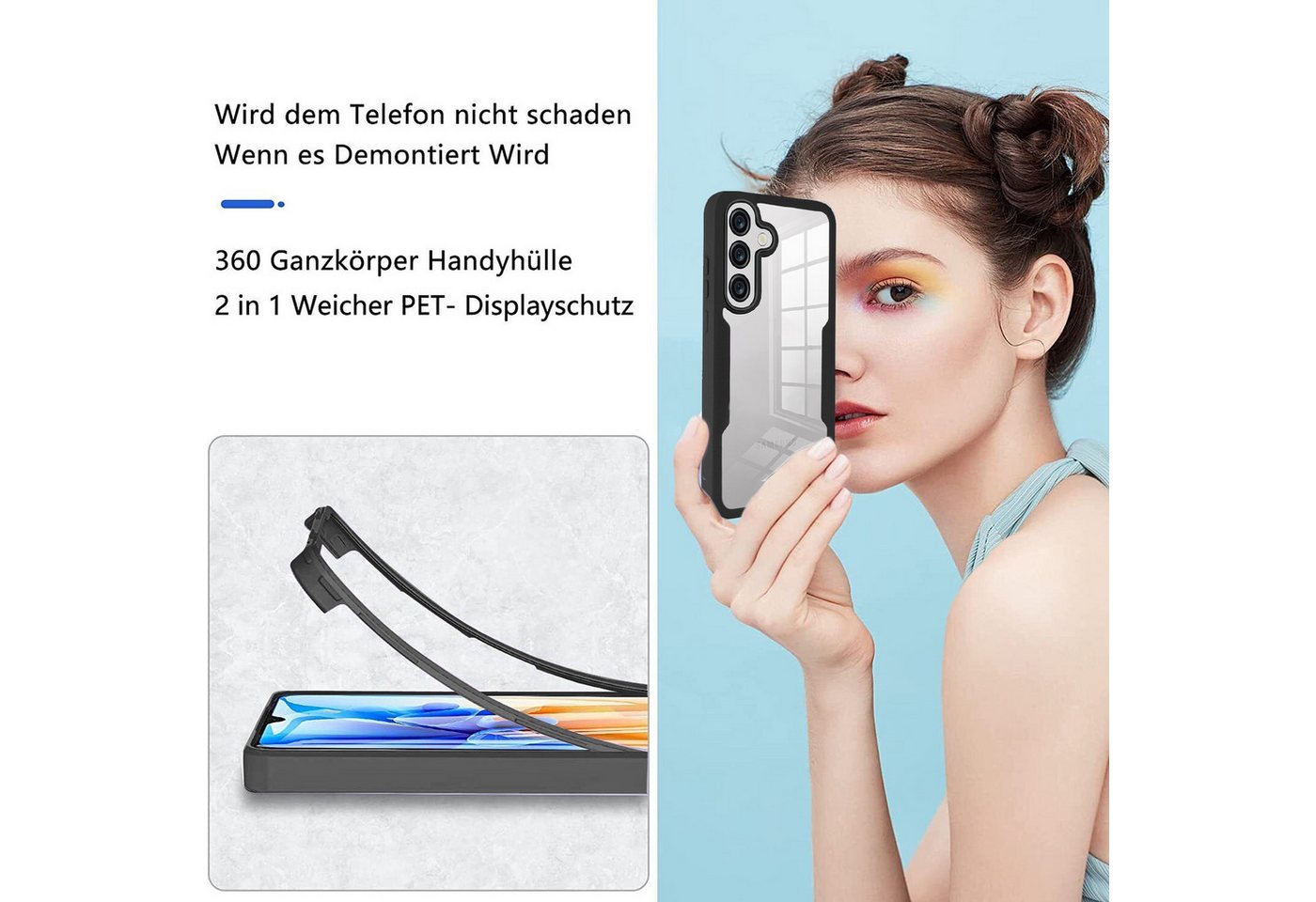 betterfon Handyhülle für Samsung Galaxy A37, 360° Hülle mit Integriertem Displayschutz, 2-teiliges 360 Grad Case mit Rundumschutz und Displayschutz – Bild 5 von 5