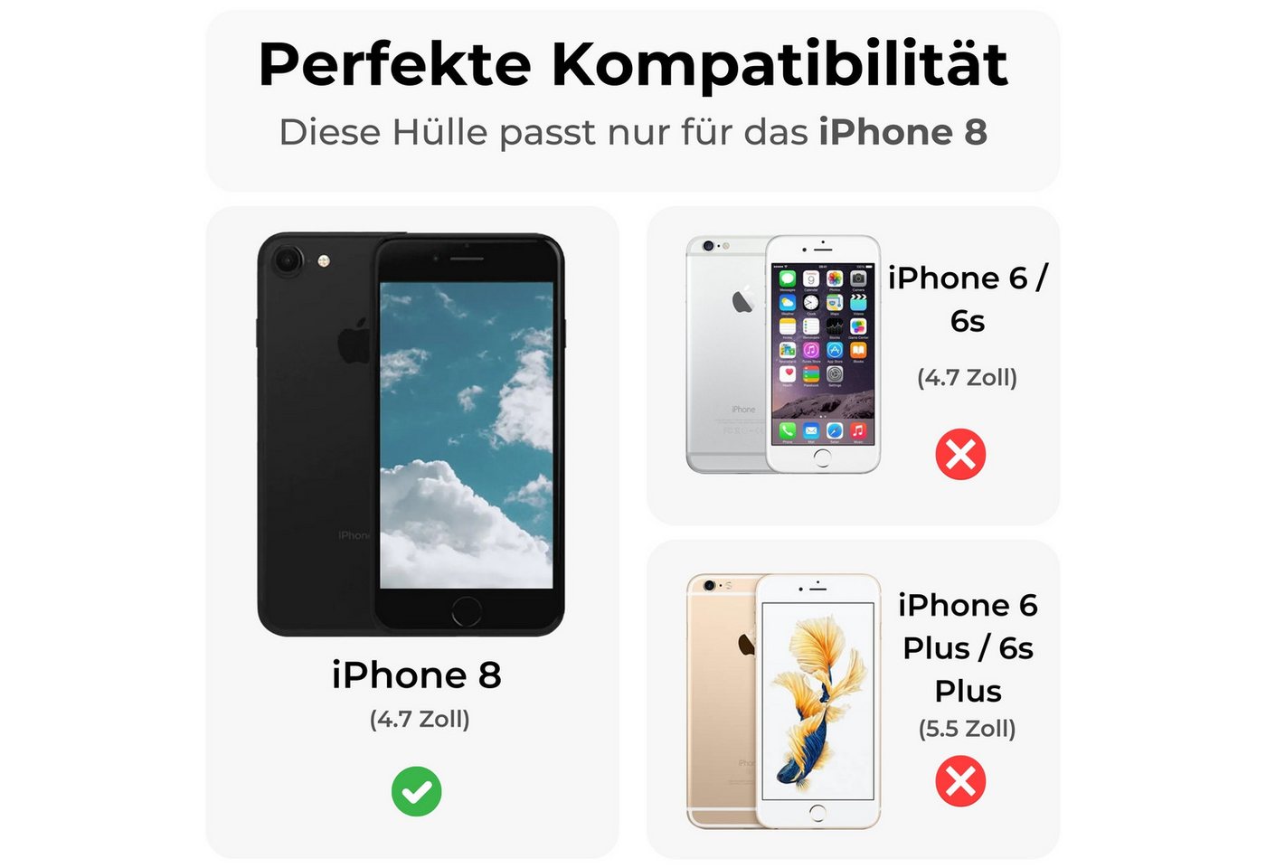 betterfon Handyhülle Handytasche für Apple iPhone Klapphülle Klapphülle, Bookstyle-Hülle: Magnetverschluss 3 Kartenfächer & Standfunktion – Bild 2 von 5