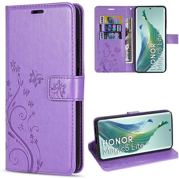 betterfon Handyhülle Handytasche für Honor Magic 5 Lite Klapphülle Klapphülle, Bookstyle-Hülle: Magnetverschluss 3 Kartenfächer & Standfunktion