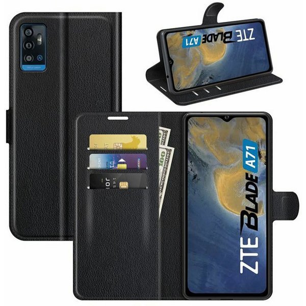 betterfon Handyhülle Handytasche für ZTE Blade A71 Klapphülle Schwarz, 3 Kartenfächer, Magnetverschluss & Standfunktion im Lederlook