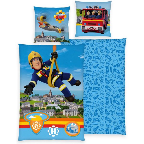 Feuerwehrmann Sam Bettwäsche Feuerwehrmann Sam, Renforcé, 2 teilig, mit collem Motiv