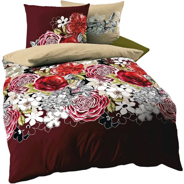 Kaeppel Bettwäsche Kaeppel Linon / Renforcé Bettwäsche 135x200cm 2 tlg. Dolce Vita, Renforcé, 2 teilig, Bettwäsche mit großem Blumenmotiv und einem Wendekopfkis