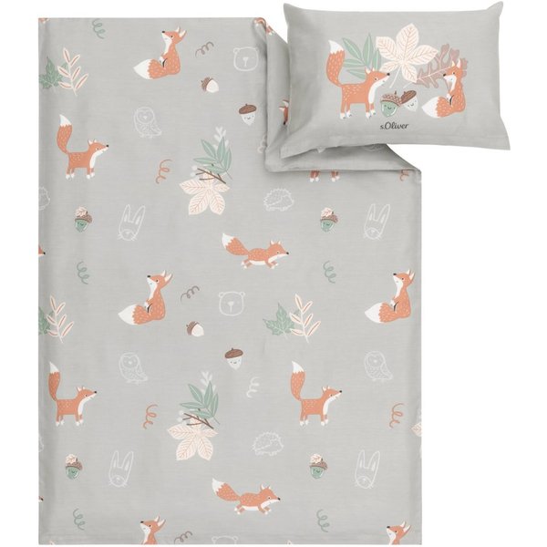 s.Oliver Bettwäsche Kleiner Fuchs s.Oliver Junior, Mako-Satin, 2 teilig, Satinbettwäsche mit liebevollem Waldmotiv