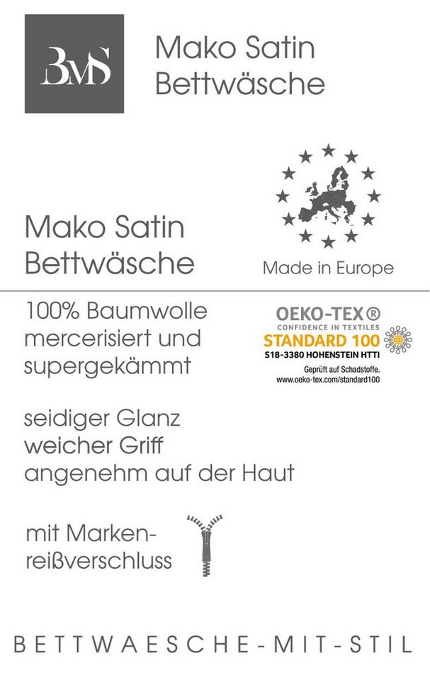 BETTWAESCHE-MIT-STIL Bettwäsche Mako Satin Bettwäsche uni einfarbig, Mako-Satin, 2 teilig – Bild 3 von 4