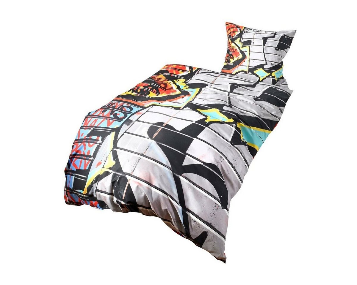 BETTWARENSHOP Bettwäsche Graffiti, Renforce, 2 teilig, mega coole bunte Jugendzimmer Bettwäsche – Bild 5 von 5