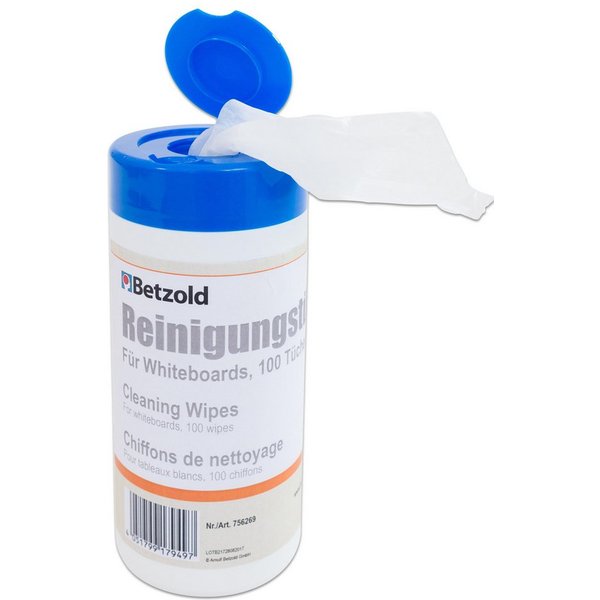 Betzold Whiteboard-Tücher, 100 Stück Reinigungstücher (Kunststoff)