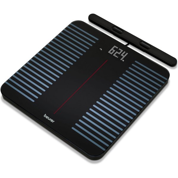 BEURER Körper-Analyse-Waage BF 990 Diagnosewaage zur Ganzkörperanalyse, 180 kg, App-Verbindung, Mit Handsensoren und App-Anbindung via WIFI/Bluetooth, 25 Messwe