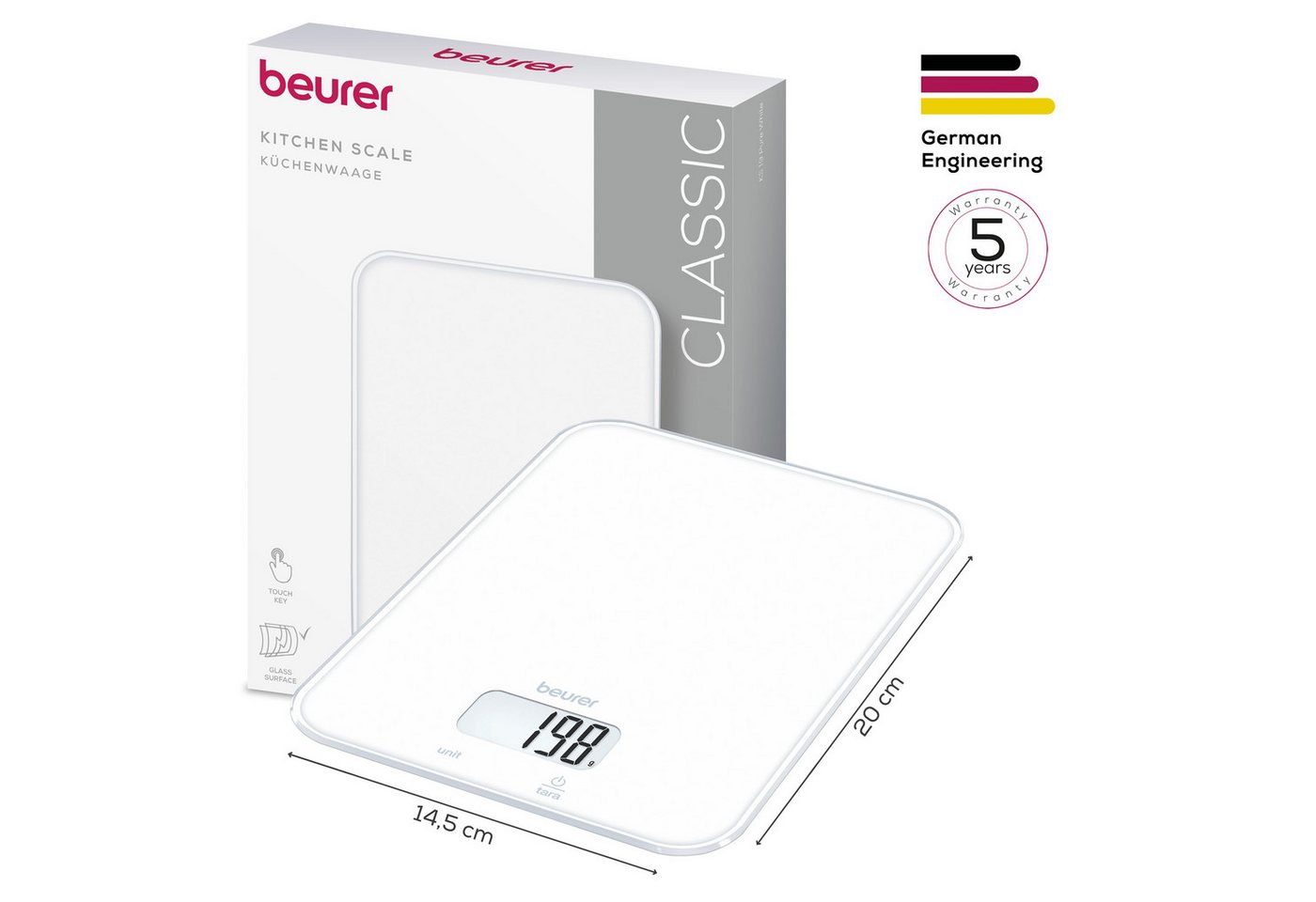 BEURER Küchenwaage 10681, Digitale Küchenwaage mit sensor-tauch, bis 5kg, 1-g-Genauigkeit – Bild 3 von 3