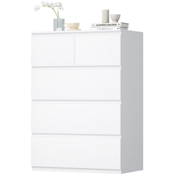 BEWISHOME Kommode mit 5 Schubladen, Sidebord für Flur Schlafzimmer Wohnzimmer (1 St), Maße 68x38x94 cm, griffloses Design aus verdicktem MDF