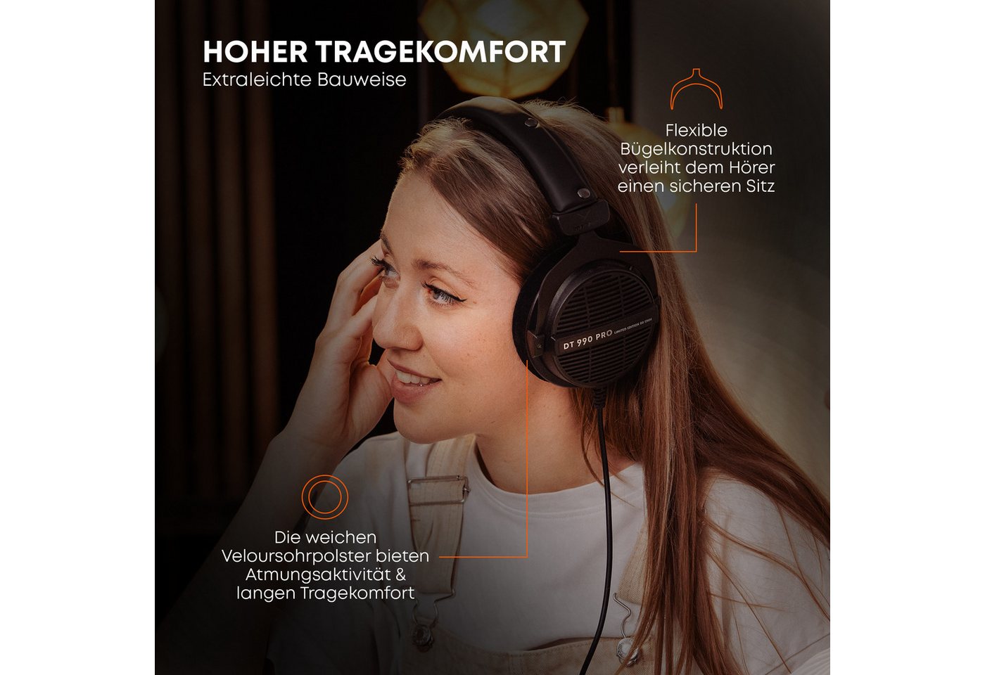 beyerdynamic DT 990 PRO Over-Ear-Kopfhörer (250 Ohm, Offene Bauweise, Studio-Kopfhörer) – Bild 5 von 5
