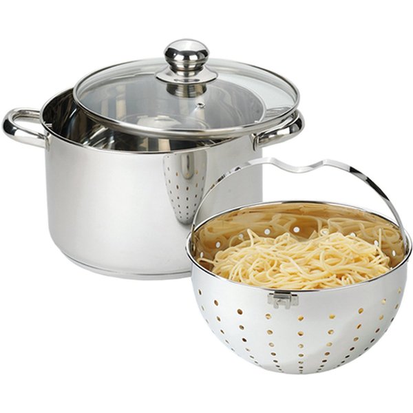 BEYOND Topf-Set, Edelstahl 18/8 (Set, 3-tlg., 1 Kochtopf mit Glasdeckel Ø 24 cm, 1 Siebeinsatz Ø 21,5 cm), Kochen,Braten,Schmoren,Backen,Dünsten,Dämpfen,Blanchi