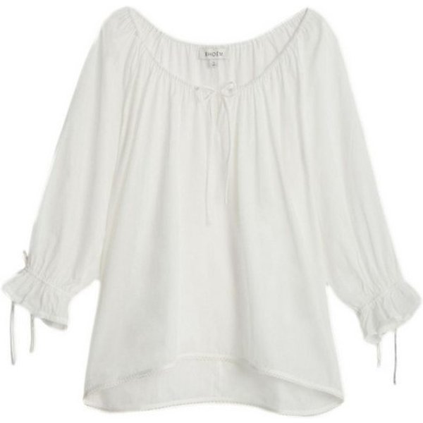 Bhoem Spitzenbluse Bluse mit U-Ausschnitt und Spitzenbesatz (1-tlg)