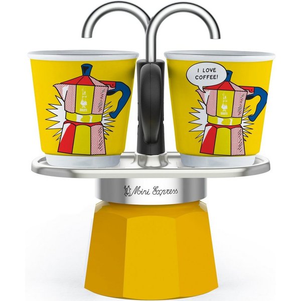 BIALETTI Espressokocher, 0,09l Kaffeekanne, (1 Espressokocher + 2 Espressobecher, 90 ml)