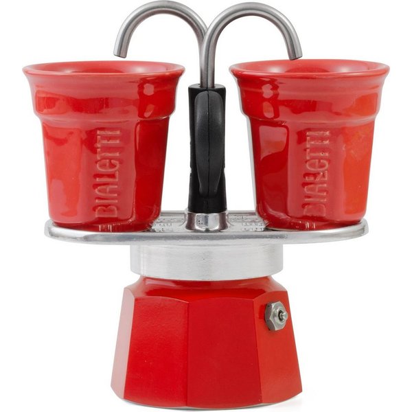 BIALETTI Espressokocher, 0,09l Kaffeekanne, (1 Espressokocher Mini Express + 2 Espressobecher, 90 ml)