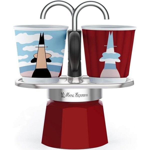 BIALETTI Espressokocher, 0,09l Kaffeekanne, (1 Espressokocher + 2 Espressobecher, 90 ml)