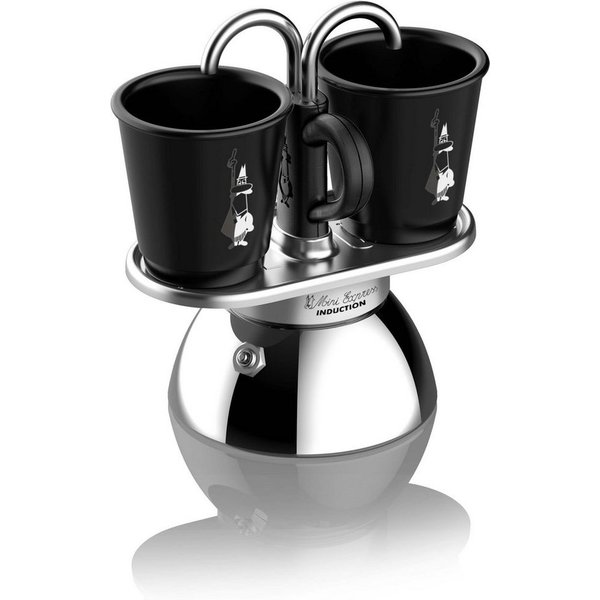 BIALETTI Espressokocher, zwei Espressi gleichzeitig zubereiten, 90 ml, Zwei-Schicht-Edelstahl