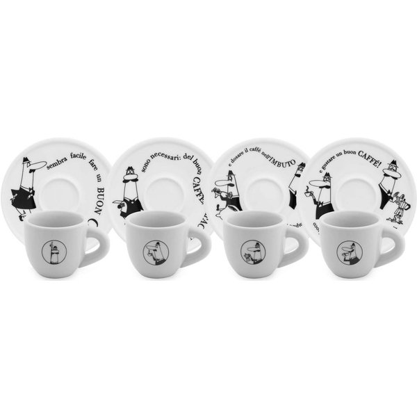 BIALETTI Espressotasse Carosello, 8-tlg., Porzellan, mit dem unverwechselbaren Bialetti-Männchen, 8-teilig, je 80 ml