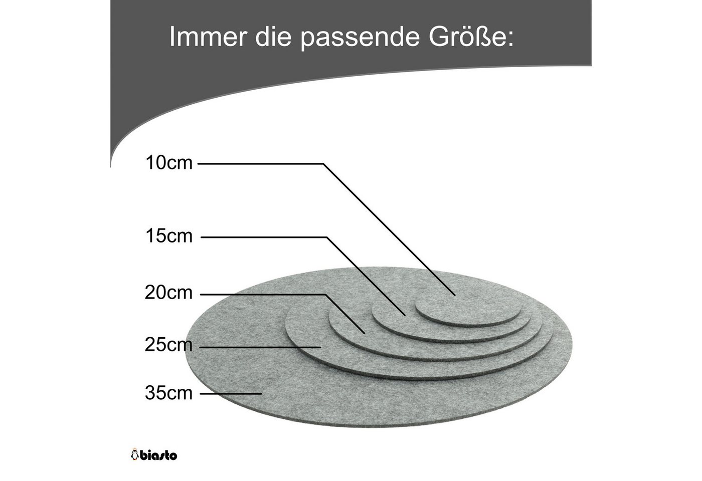 BIASTO Getränkeuntersetzer Runder Filz-Untersetzer, Scheibe, Größenwahl, Farbwahl, Zubehör für Gläser, Vasen, Tassen, Teller, Tische, Gläser, Weingläser, Cockta – Bild 4 von 5