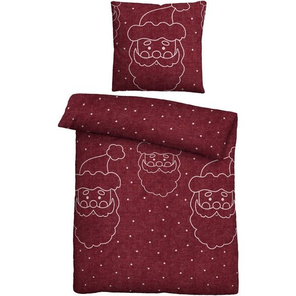 Biberna Bettwäsche Xmas, Flanell, 2 teilig, kuschelig warm, weich, Melange, 100% Baumwolle, made in Germany