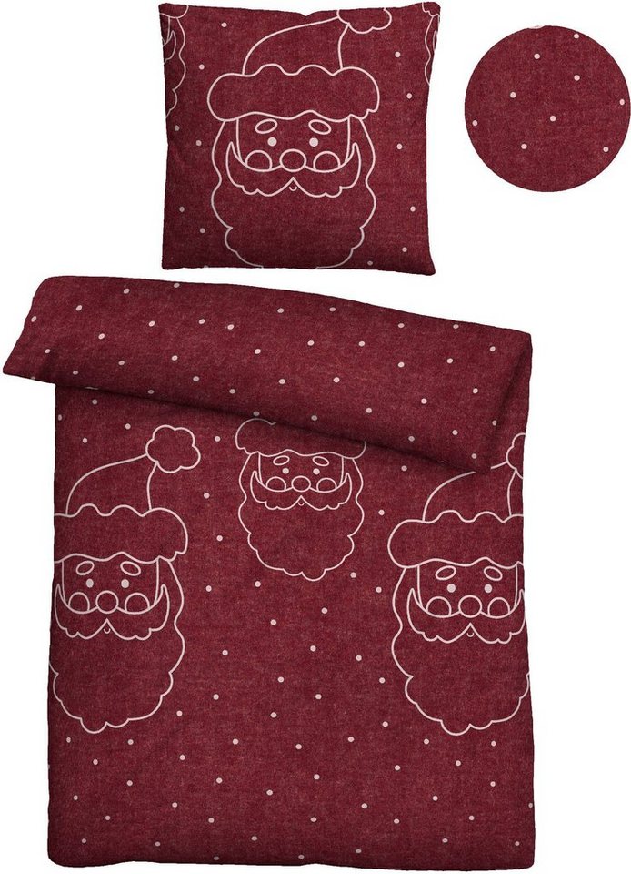 Biberna Bettwäsche Xmas, Flanell, 2 teilig, kuschelig warm, weich, Melange, 100% Baumwolle, made in Germany – Bild 3 von 5