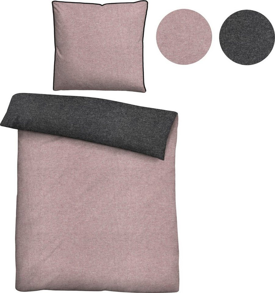 Biberna Wendebettwäsche 0840500 HERMAL Premium Biber Melange-Flanell Bettwäsche 100% Baumwolle, Flanell, 2 teilig, Biber, wärmend & weich, Reißverschluss, ab Gr – Bild 3 von 5