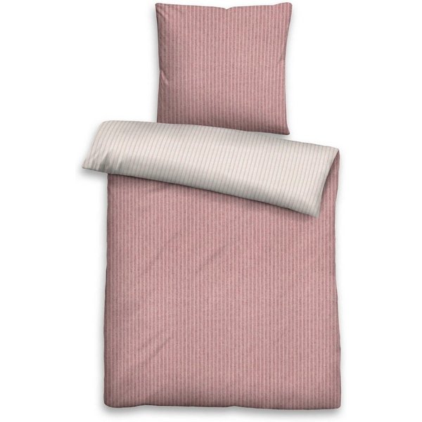 Biberna Wendebettwäsche Tillmann, Flanell, 2 teilig, kuschelig warm im Winter, gestreifte Bettwäsche mit Wendeoptik