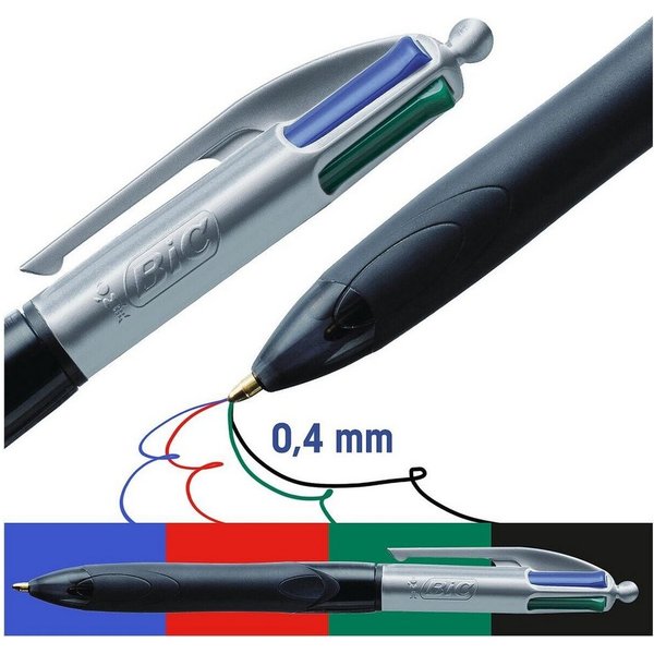 BIC Kugelschreiber 4 Colours Grip Pro, 4 Farben in einem Stift