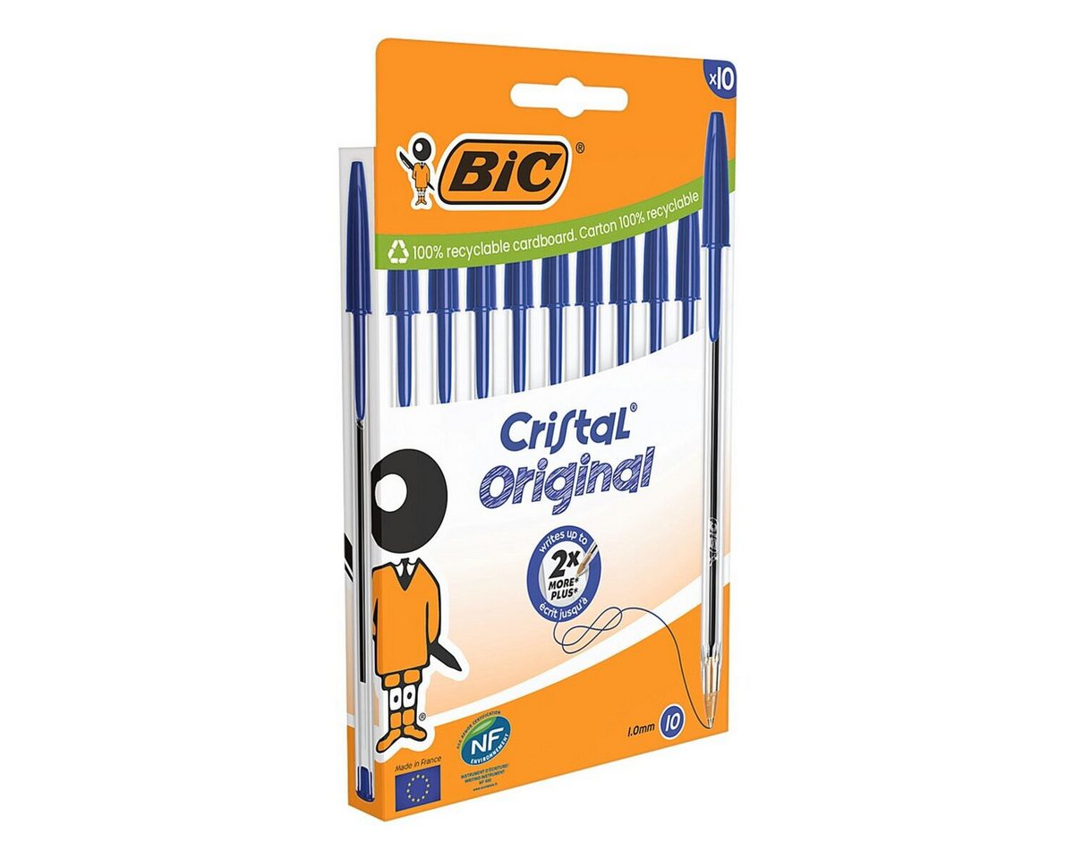 BIC Kugelschreiber Cristal Original, (10-tlg), Strichstärke: 0,4 mm, mit Kappe – Bild 5 von 5