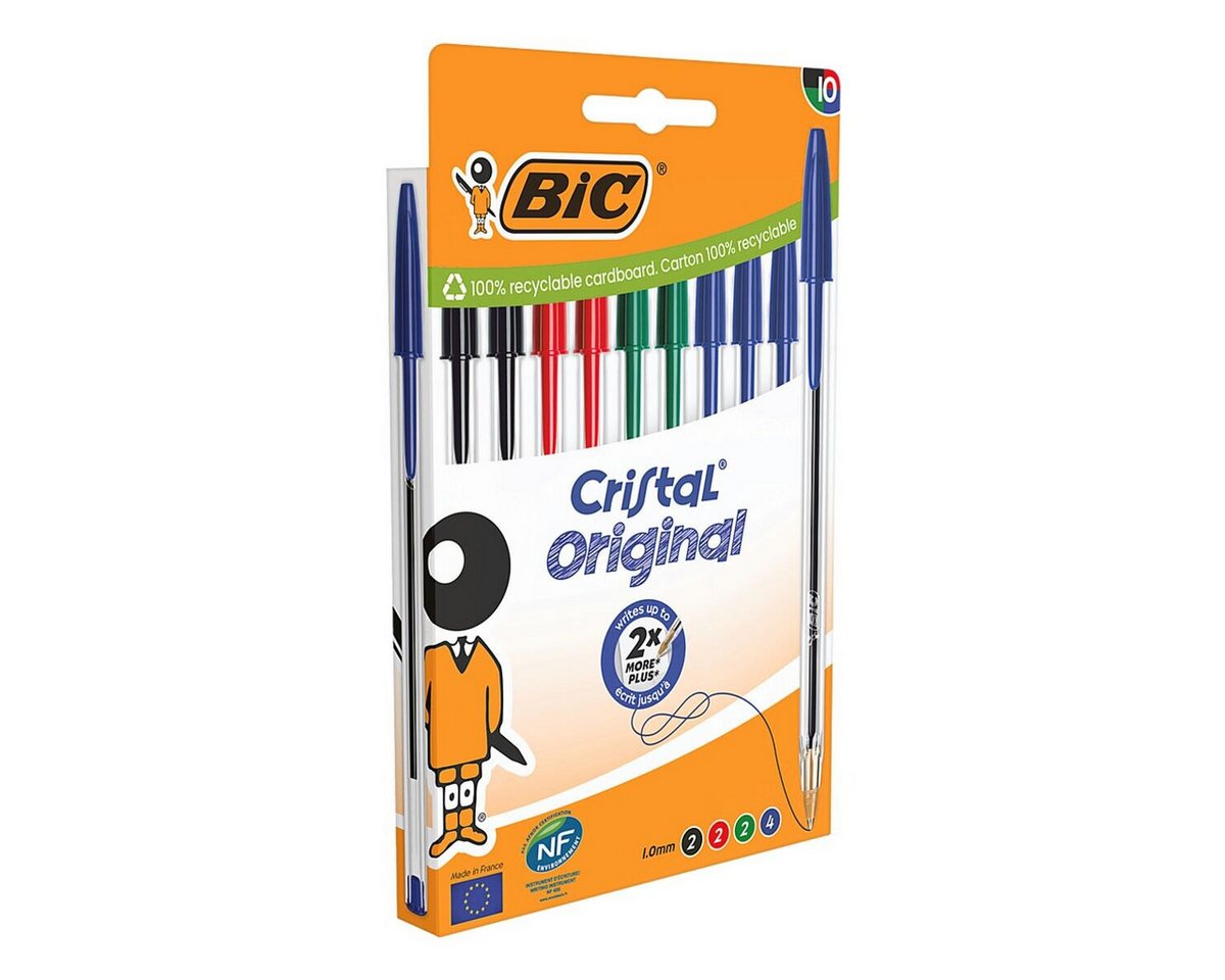 BIC Kugelschreiber Cristal Original, (10-tlg), Strichstärke: 0,4 mm, mit Kappe – Bild 2 von 3