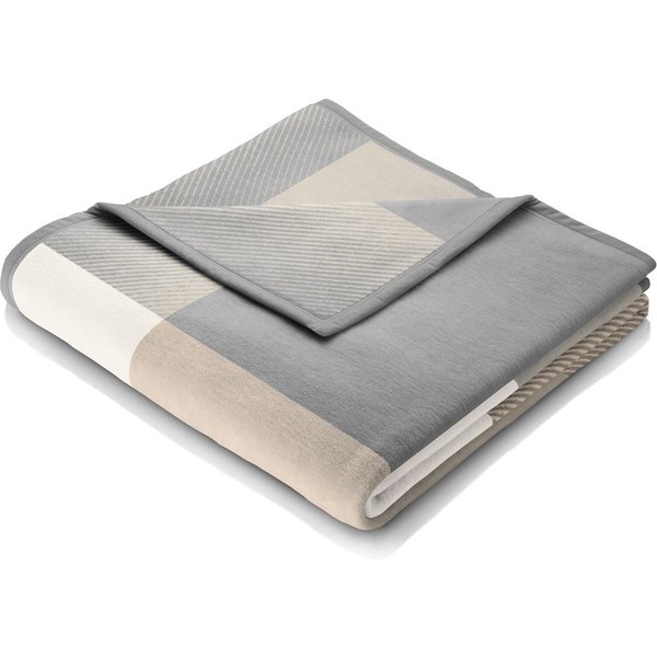 Wohndecke Across beige, karierte Kuscheldecke in 150x200, Decke aus Baumwoll-Mix, Biederlack, Made in Germany
