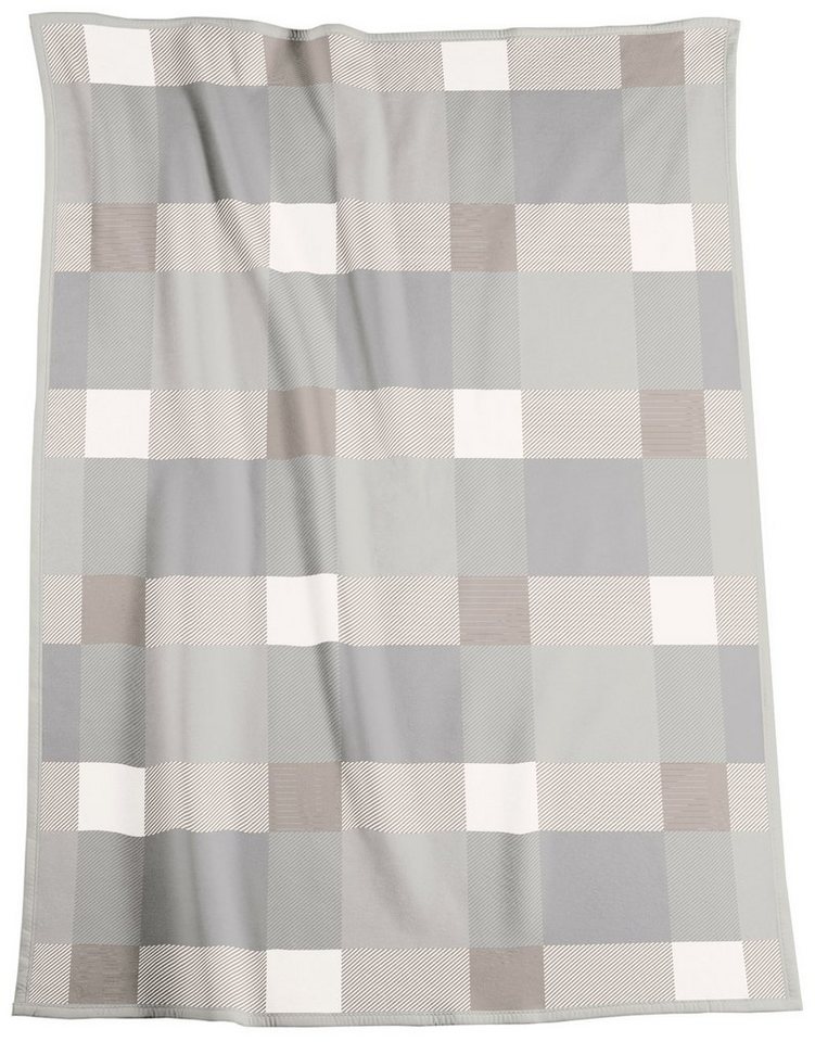Wohndecke Check cream, karierte Kuscheldecke in 150x200, Decke aus Baumwoll-Mix, Biederlack, Made in Germany – Bild 2 von 5