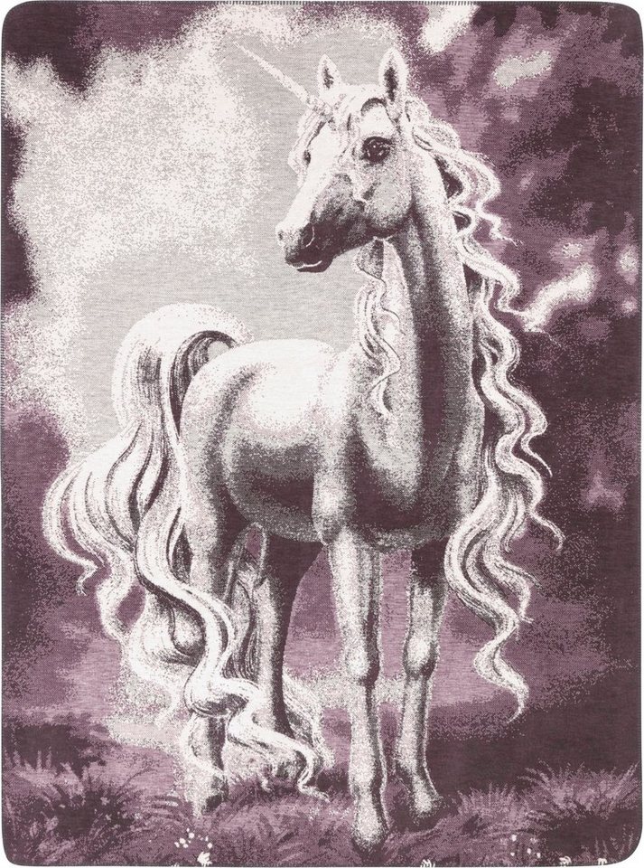 Wohndecke Wohndecke Magical, Biederlack, Wohndecke Megical mit einem stolzen Einhorn – Bild 2 von 4