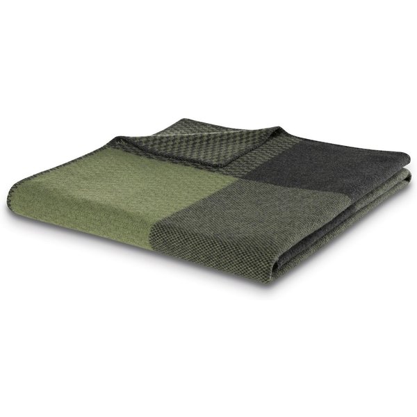 Wohndecke Plaid Frame green, Biederlack, exquisite Kuscheldecke aus reiner Merinowolle