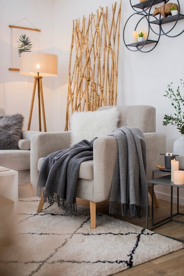 Wohndecke Soft Impression im Doubleface-Look, Biederlack, Baumwolle-Kaschmir-Mix – Bild 3 von 4