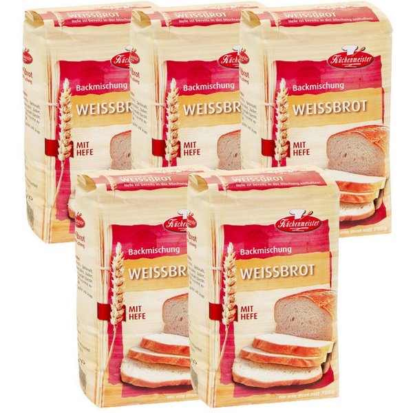 Bielmeier Backmischung Weissbrot Küchenmeister, 1 x 2500 g, (5 x 500g), Made in Baden-Württemberg (SET314024-5)
