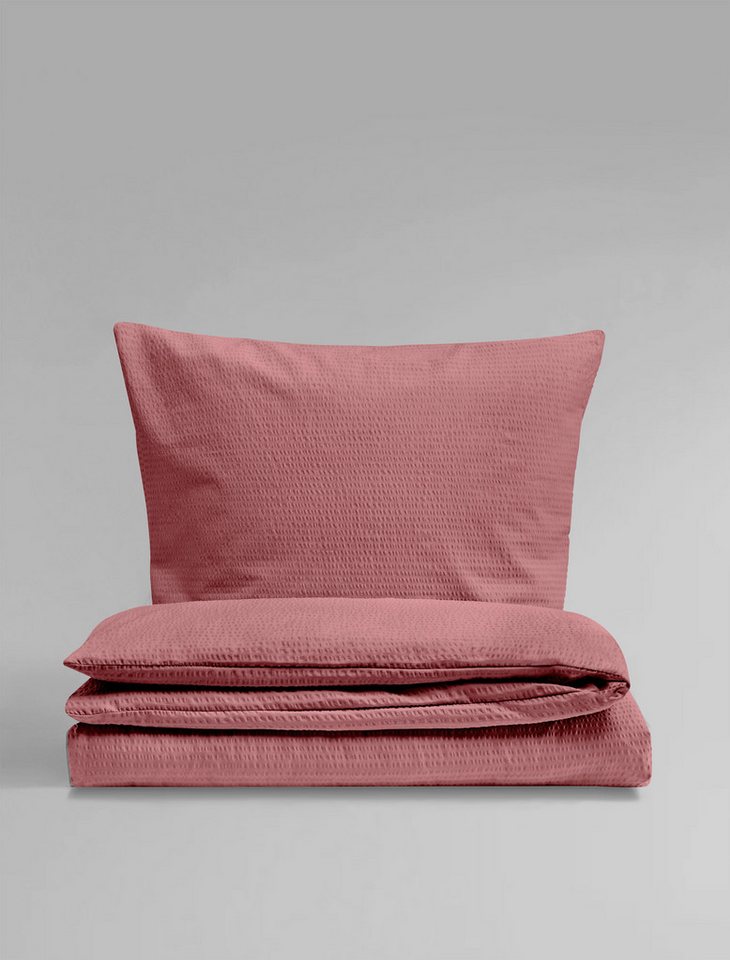 BIERBAUM Bettwäsche Chic Uni, Seersucker, 2 teilig, Schickes Unidesign: Modern und elegant für jedes Schlafzimmer – Bild 3 von 4