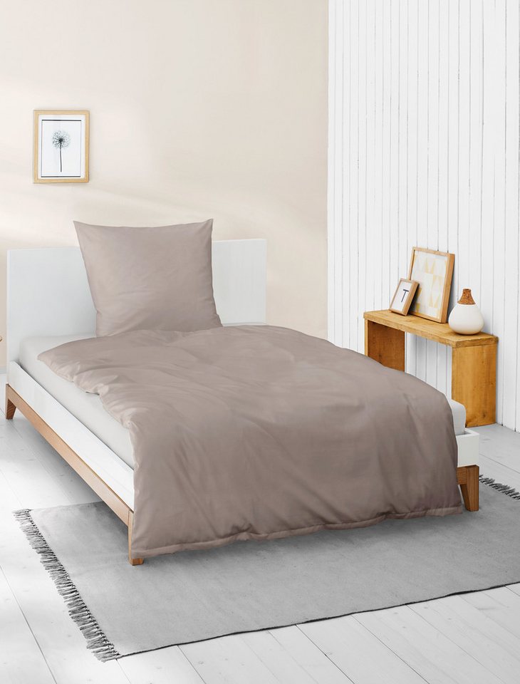 BIERBAUM Bettwäsche Elegant uni, Mako-Satin, 2 teilig, Mako-Satin, 100 % Baumwolle, Uni, pflegeleicht – Bild 2 von 5