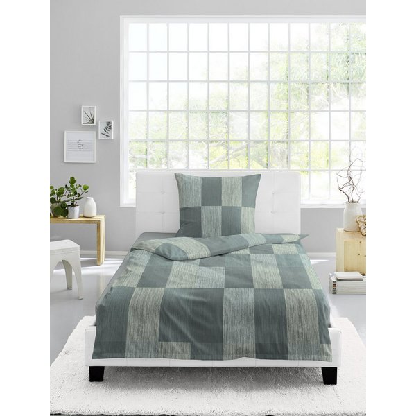 BIERBAUM Bettwäsche Satin Bettwäsche 4142, Mako-Satin, 2 teilig, 100 % Baumwolle, pflegeleicht, seidig glatt