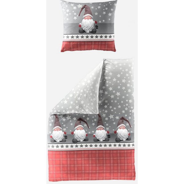 BIERBAUM Bettwäsche Wichtel, Biber, 2 teilig, 100 % Baumwolle, Biber, unterschiedliche Weihnachts-Designs