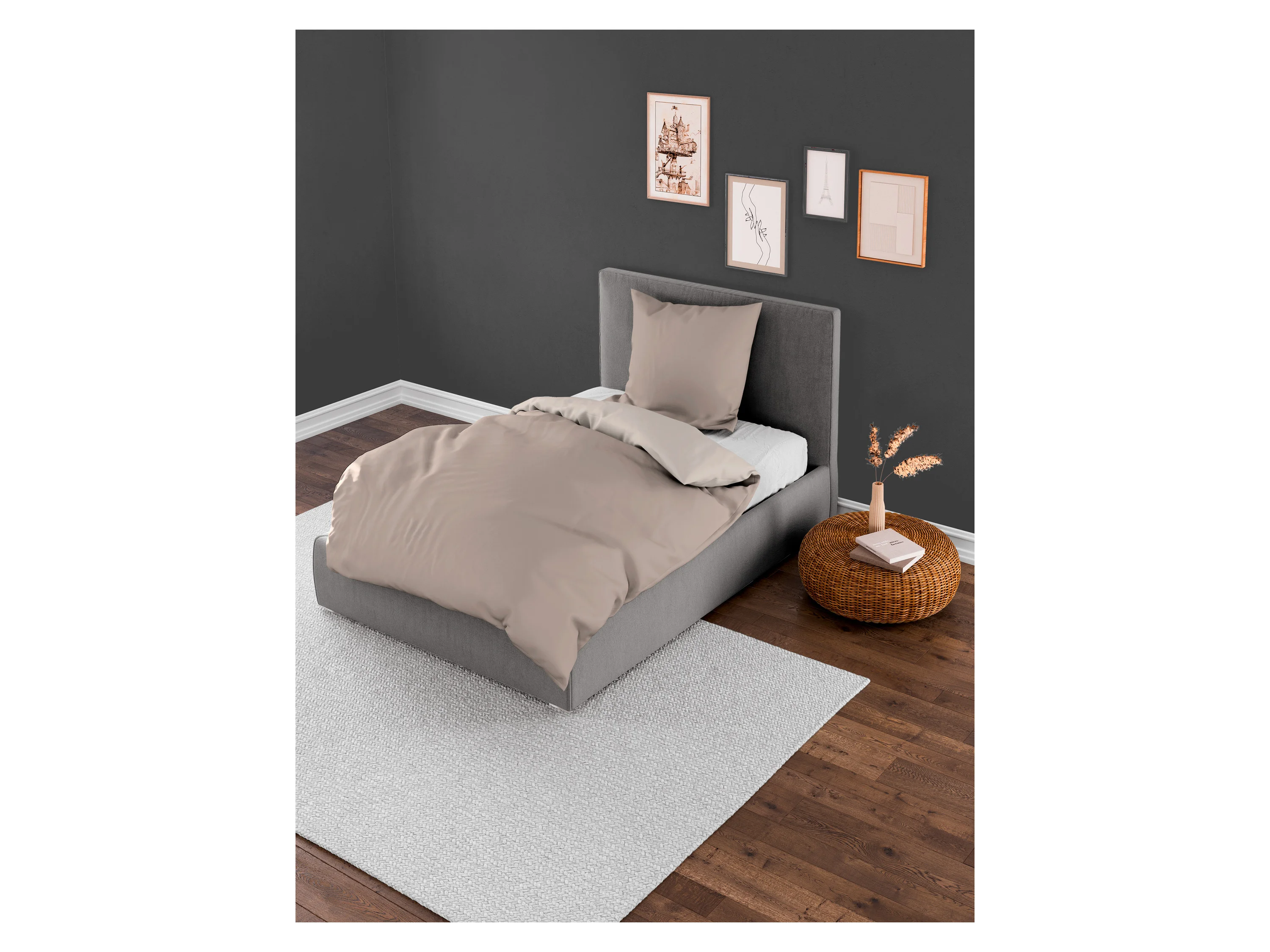 BIERBAUM Renforcé Uni Bettwäsche (Mocca, 155 x 220 + 80x80 cm) – Bild 2 von 4