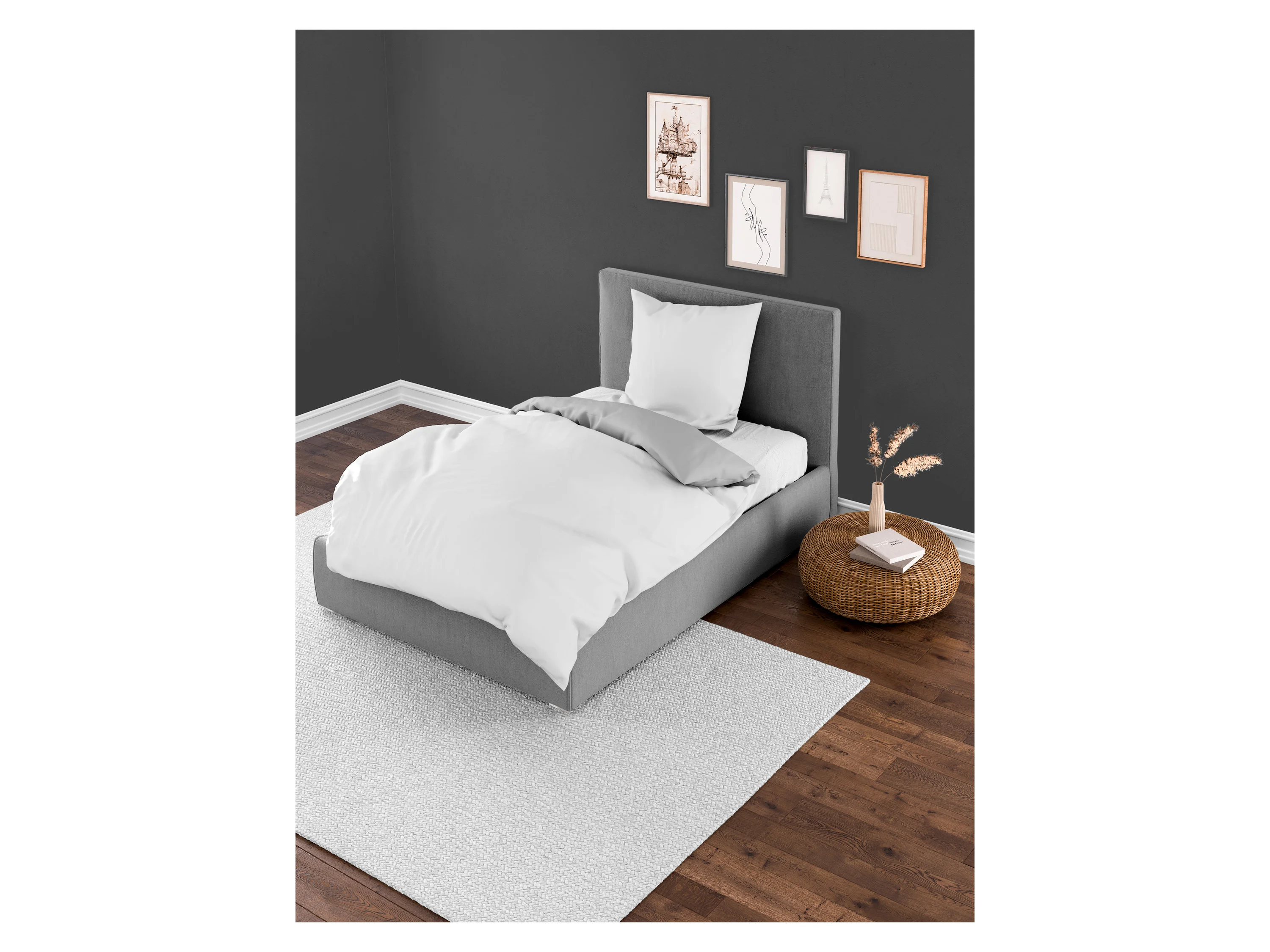 BIERBAUM Wendebettwäsche Modern Uni in Gr. 135x200 oder 155x220 cm, Renforcé, 2 teilig, Modernes Unidesign: Schlichte, elegante Optik für jedes Schlafzimmer – Bild 2 von 4