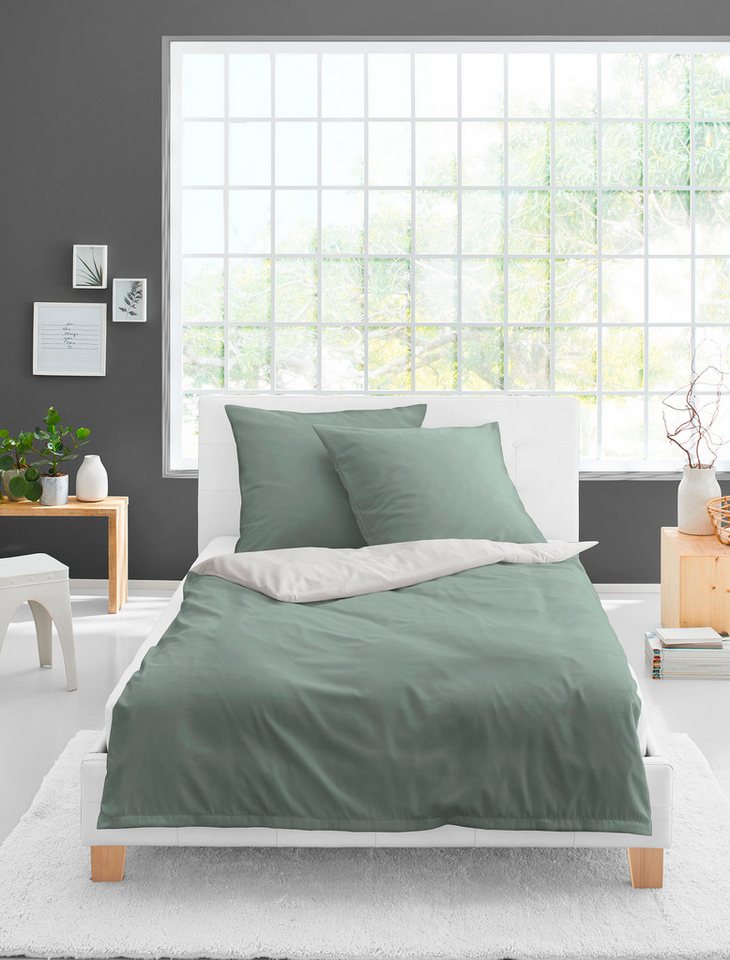 BIERBAUM Wendebettwäsche Modern Uni in Gr. 135x200 oder 155x220 cm, Renforcé, 2 teilig, Modernes Unidesign: Schlichte, elegante Optik für jedes Schlafzimmer – Bild 2 von 5