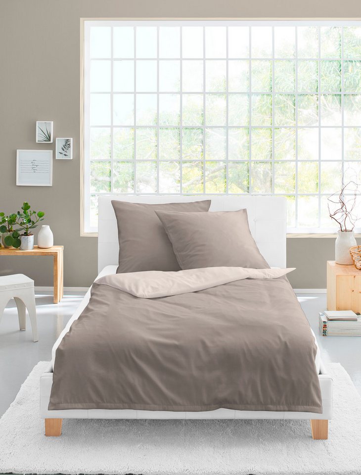 BIERBAUM Wendebettwäsche Modern Uni in Gr. 135x200 oder 155x220 cm, Renforcé, 2 teilig, Modernes Unidesign: Schlichte, elegante Optik für jedes Schlafzimmer – Bild 2 von 5