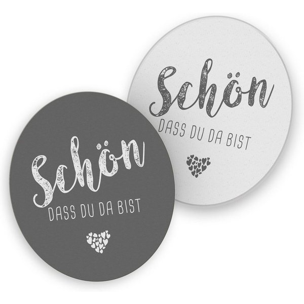 itenga Bierdeckel itenga 40x Bierdeckel Untersetzer "Schön dass du da bist" taubengrau g
