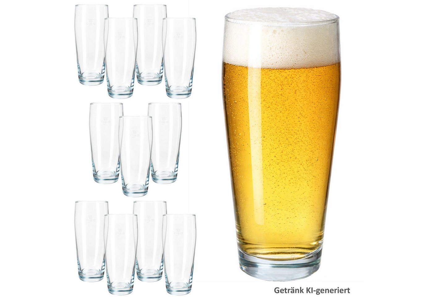 MamboCat Bierglas MamboCat 12er Set Willibecher 0,5 L geeicht Bierglas Trinkglas Drinks, Glas – Bild 2 von 5