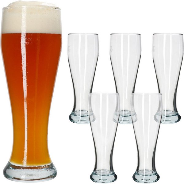 MamboCat Bierglas MamboCat 6x Sepp Weizenbiergläser Set 0,5 L geeicht Klarglas Weißbier, Glas