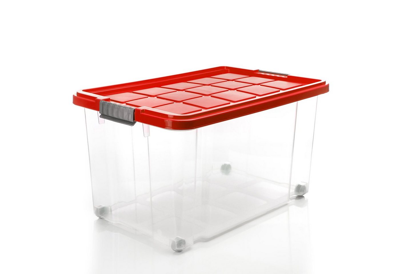 BigDean Aufbewahrungsbox 60 L mit Deckel groß – robuste Stapelbox rollbar mit Klickverschlüssen (Set, 2 St., Aufbewahrungsbox + Deckel + Rollen), Sicher Stapelb – Bild 2 von 5